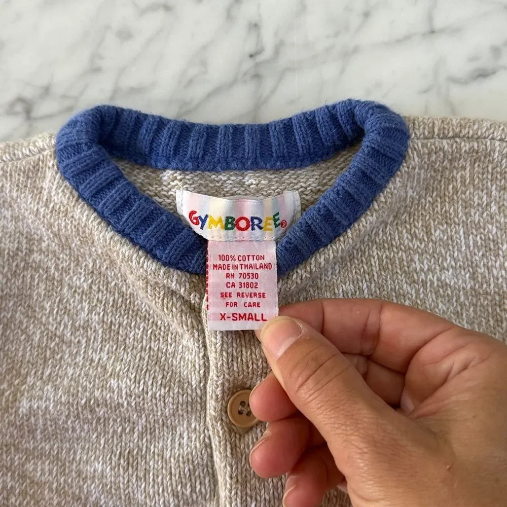 Vintage Gymboree Sneaker Colorblock Ribbed Knit Sweater Sz XS 2T Rainbow Tag